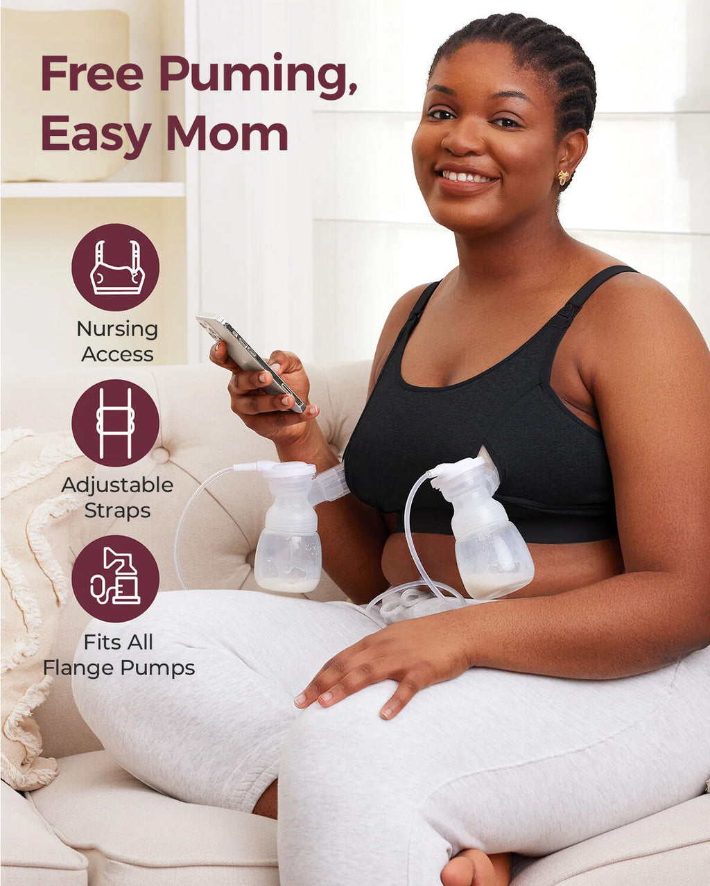 Momcozy YN08 L Hands-Free Pumping Bra Black