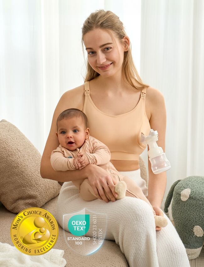 Momcozy YN08 L Hands-Free Pumping Bra Natural