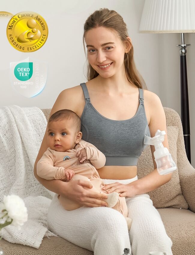 Momcozy YN08 M Hands-Free Pumping Bra Grey