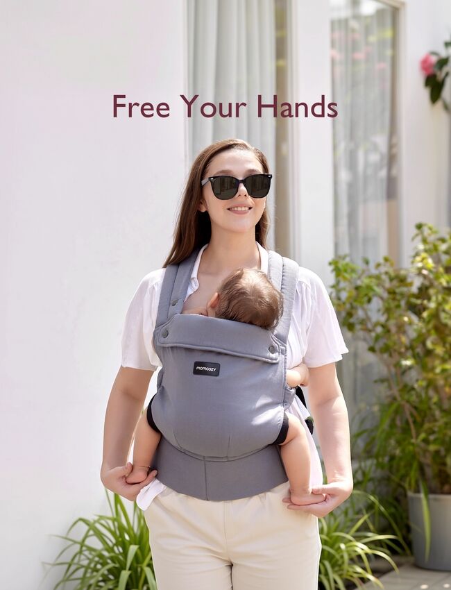 Momcozy PureHug Cotton Soft Structured Carrier Grey