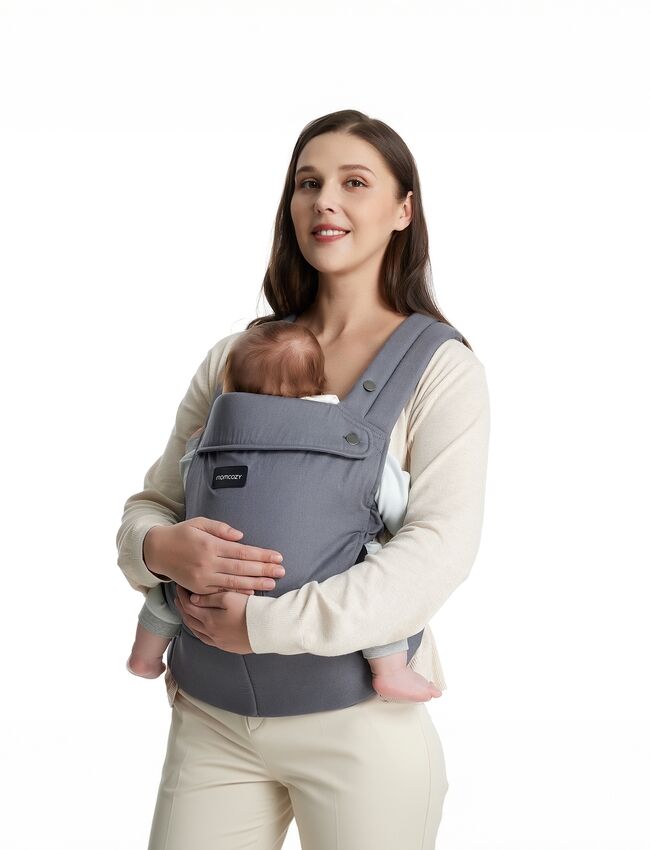 Momcozy PureHug Cotton Soft Structured Carrier Grey