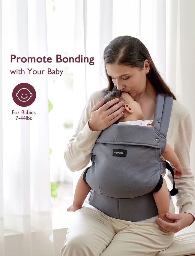 Momcozy PureHug Cotton Soft Structured Carrier Grey