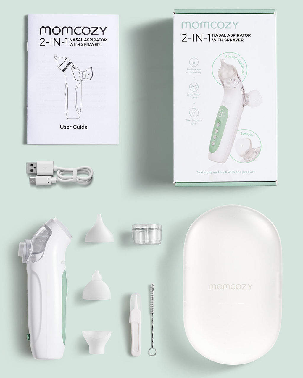 Momcozy BreezyClearT 2-in-1 Spray & Suction Electric Nasal Aspirator