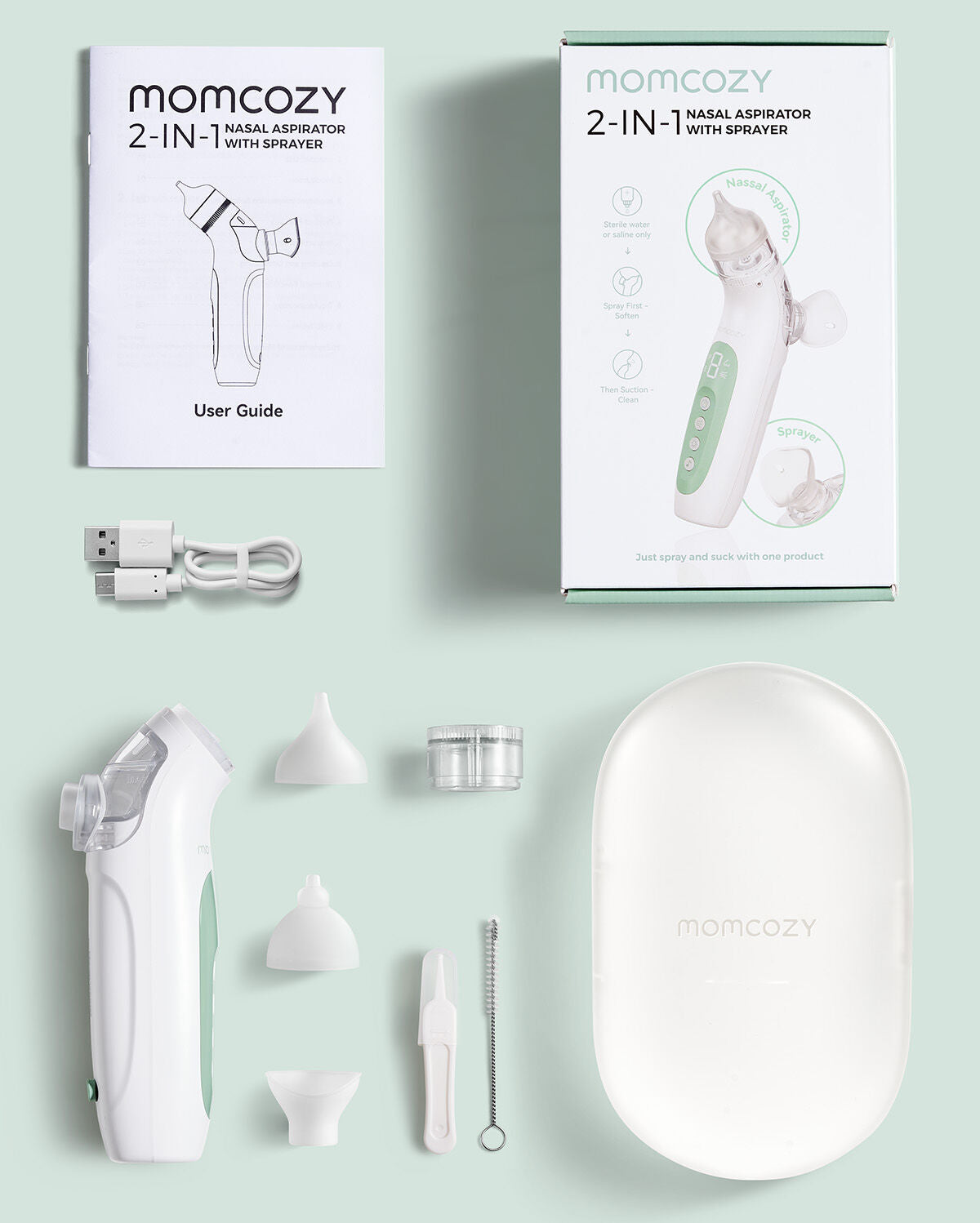 Momcozy BreezyClearT 2-in-1 Spray & Suction Electric Nasal Aspirator