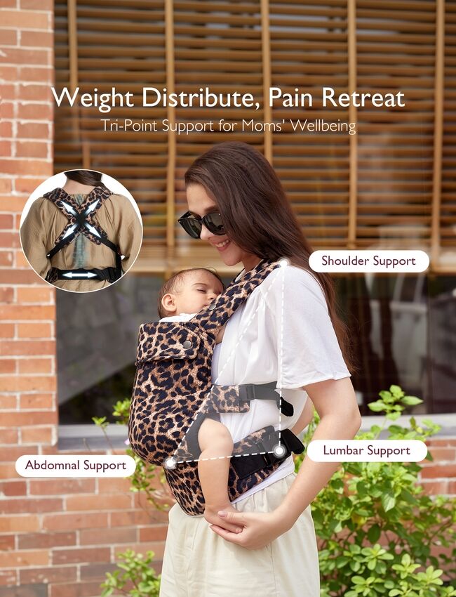 Momcozy PureHug Cotton Soft Structured Carrier Leopard