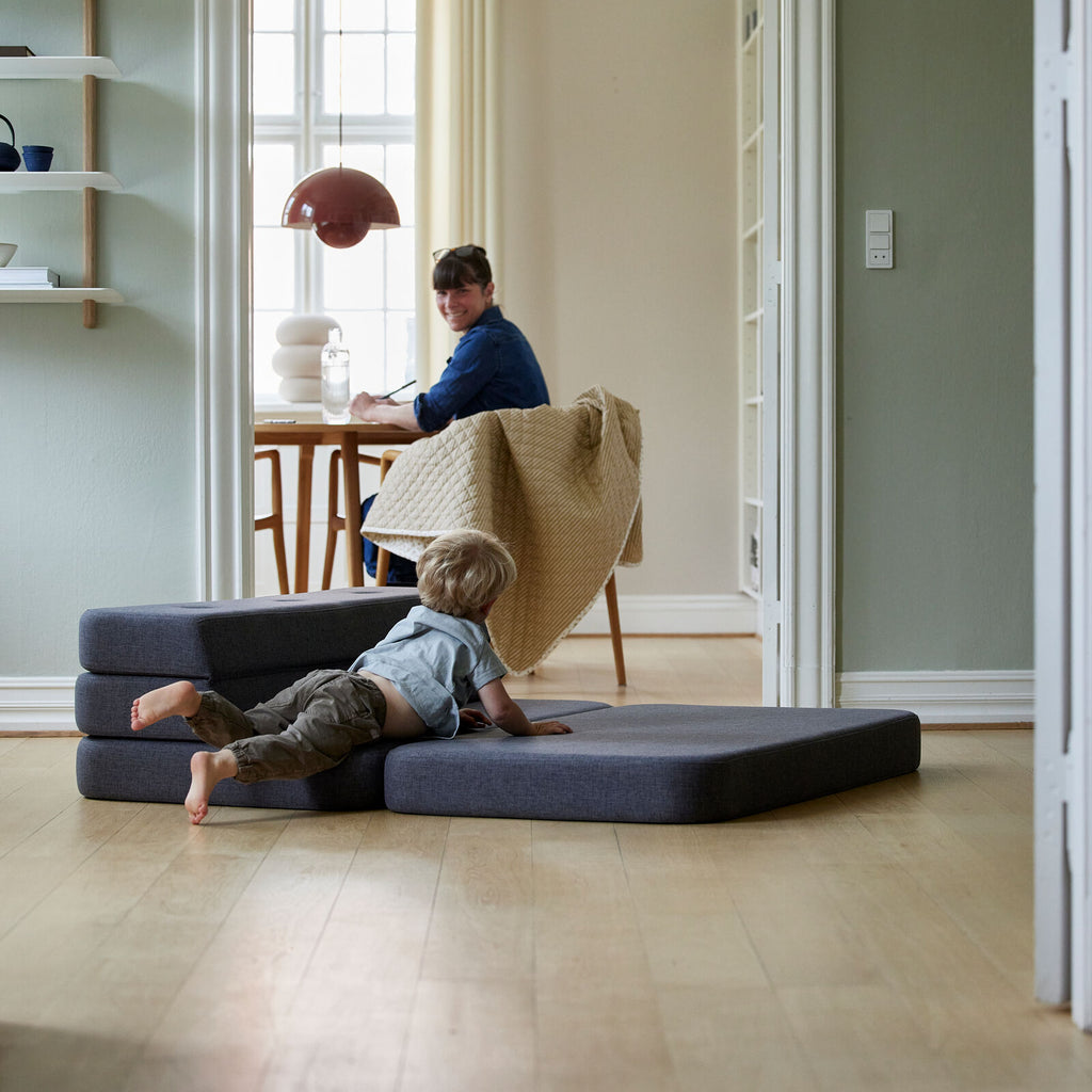 by KlipKlap 3 Fold Sofa Single Blue Grey