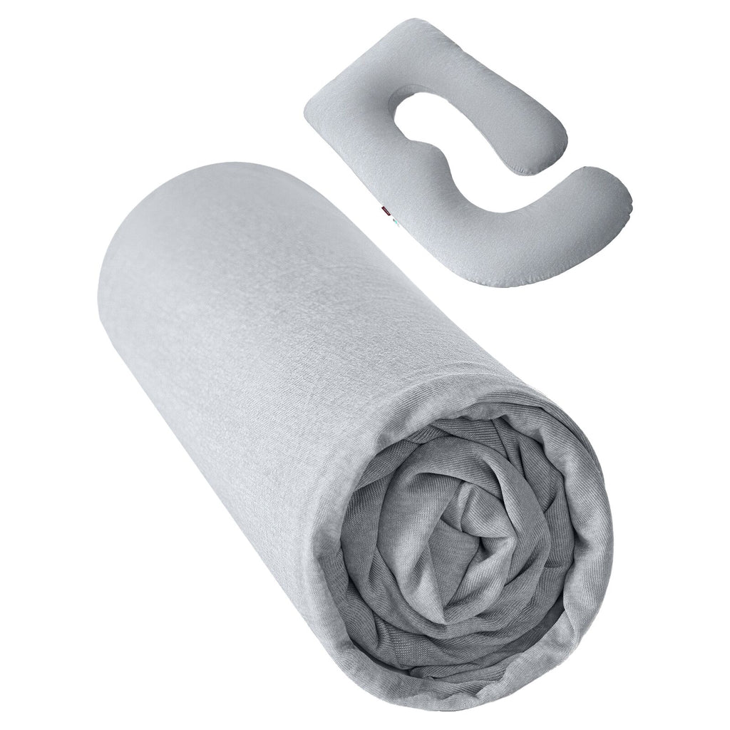 Momcozy U Shaped Cooling Fabric Pregnancy Pillow Light Grey