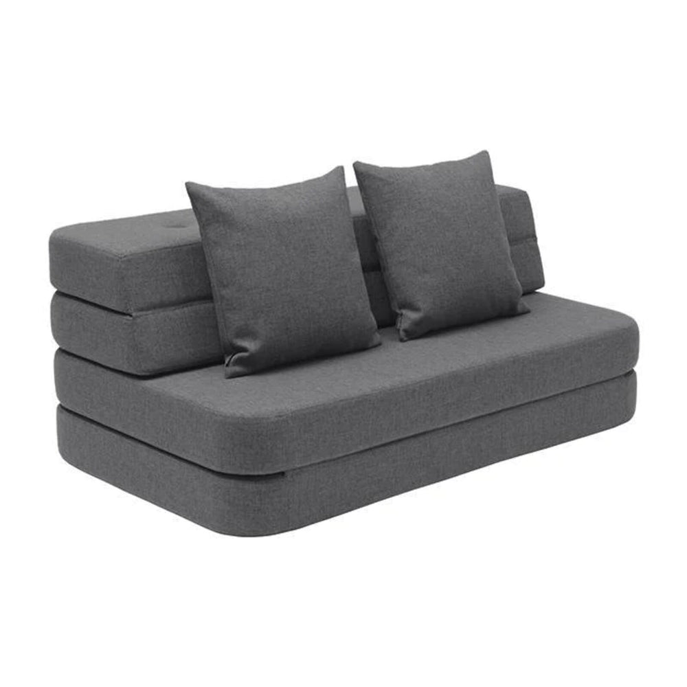 By KlipKlap KK 3 Fold Sofa XL Soft 140 cm Blue Grey w. Grey