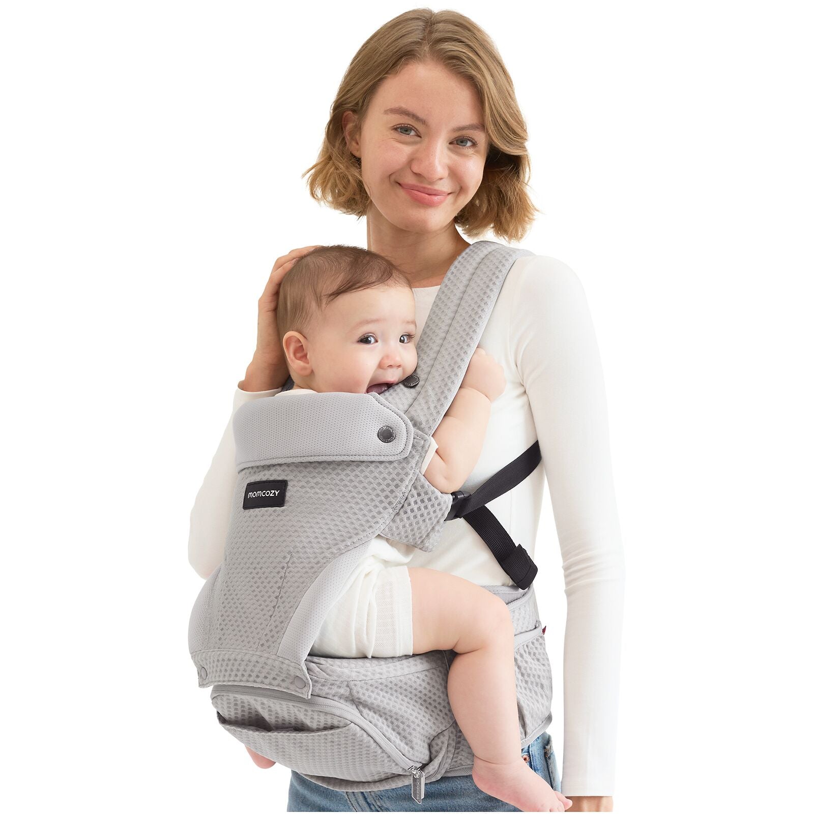Momcozy Baby Carrier Air Mesh Hip Seat Carrier Grey