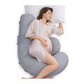 Momcozy F Shaped Velvet Pregnancy Pillow Grey