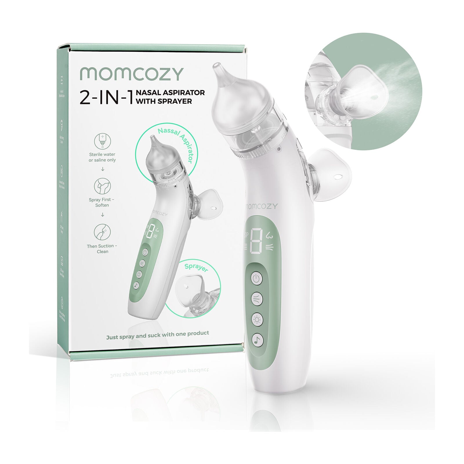 Momcozy BreezyClearT 2-in-1 Spray & Suction Electric Nasal Aspirator