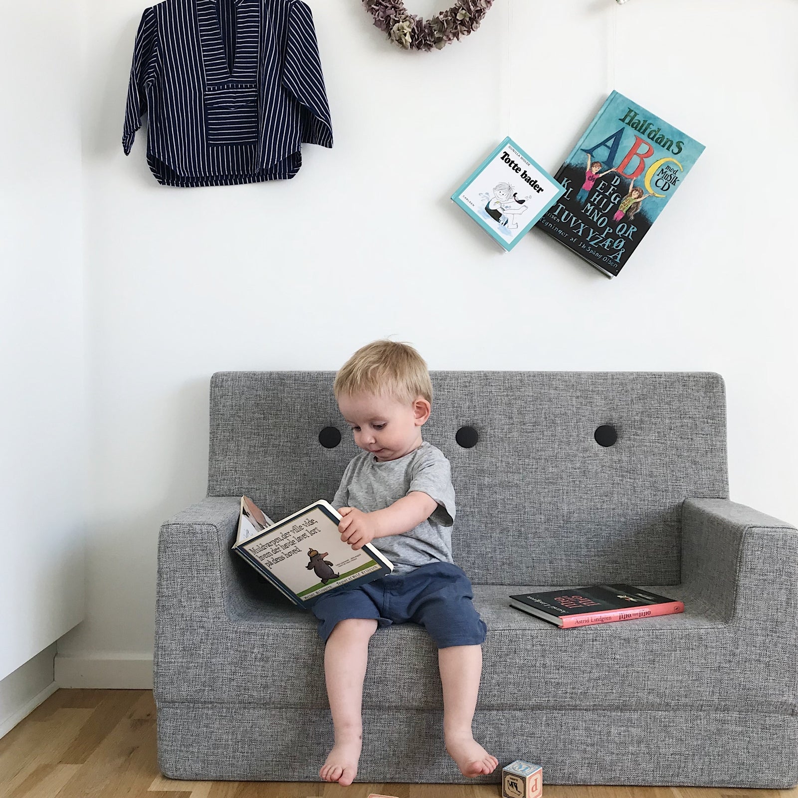 By KlipKlap KK Kindersofa Multi Grau mit Grau
